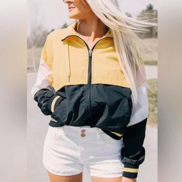 1 Sunset Lane Jackets & Blazers - 1 Sunset Lane LIKE NEW color block lightweight full zip windbreaker size L